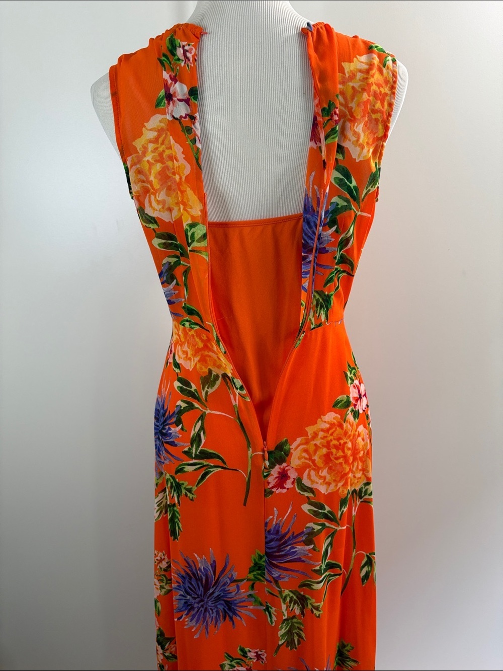 Calvin Klein Orange Floral Maxi Dress | 4 - Picture 5 of 8